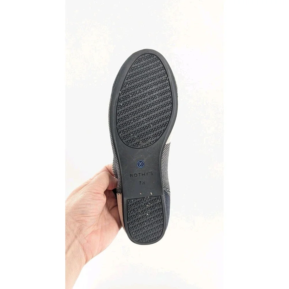 Rothy’s Beige Black Gray Captoe Flats 7.5 Ballet Work Office Preppy Comfort Shoe